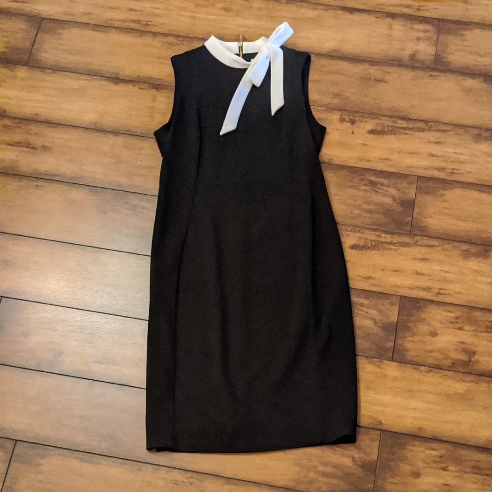 Calvin Klein Black Midi Dress with White Accent